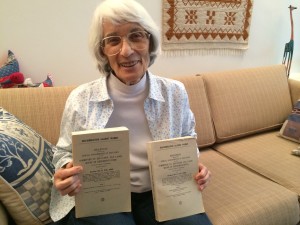 Bernice Sandler, the godmother of Title IX, holds copies of reports from the first Congressional hearings on discrimination against women, in 1970.