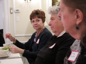 Cheryl Fields (left) at a luncheon of Title IX "foremothers." (Photo by Sherry Boschert)
