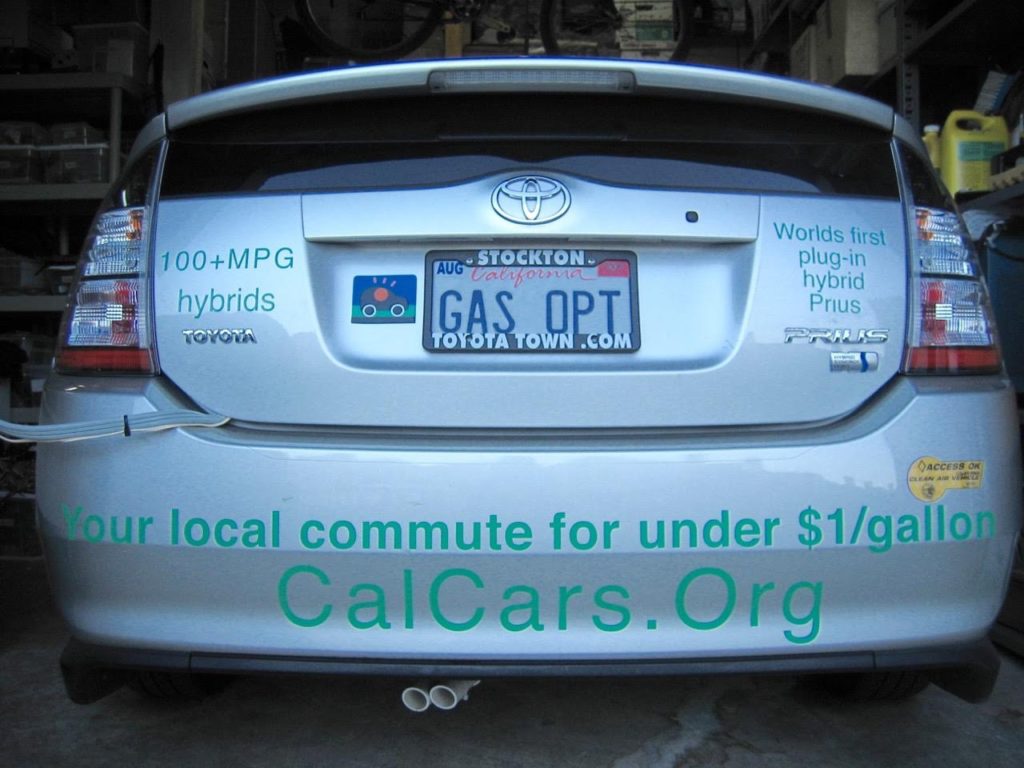 The first PRIUS+ in Ron Gremban's garage, as it appeared on the White House website. (Photo courtesy of CalCars.)